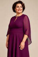 Laden Sie das Bild in den Galerie-Viewer, Chiffon A Linie Lila Tee Länge Übergröße Brautmutterkleid