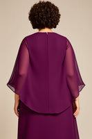 Laden Sie das Bild in den Galerie-Viewer, Chiffon A Linie Lila Tee Länge Übergröße Brautmutterkleid