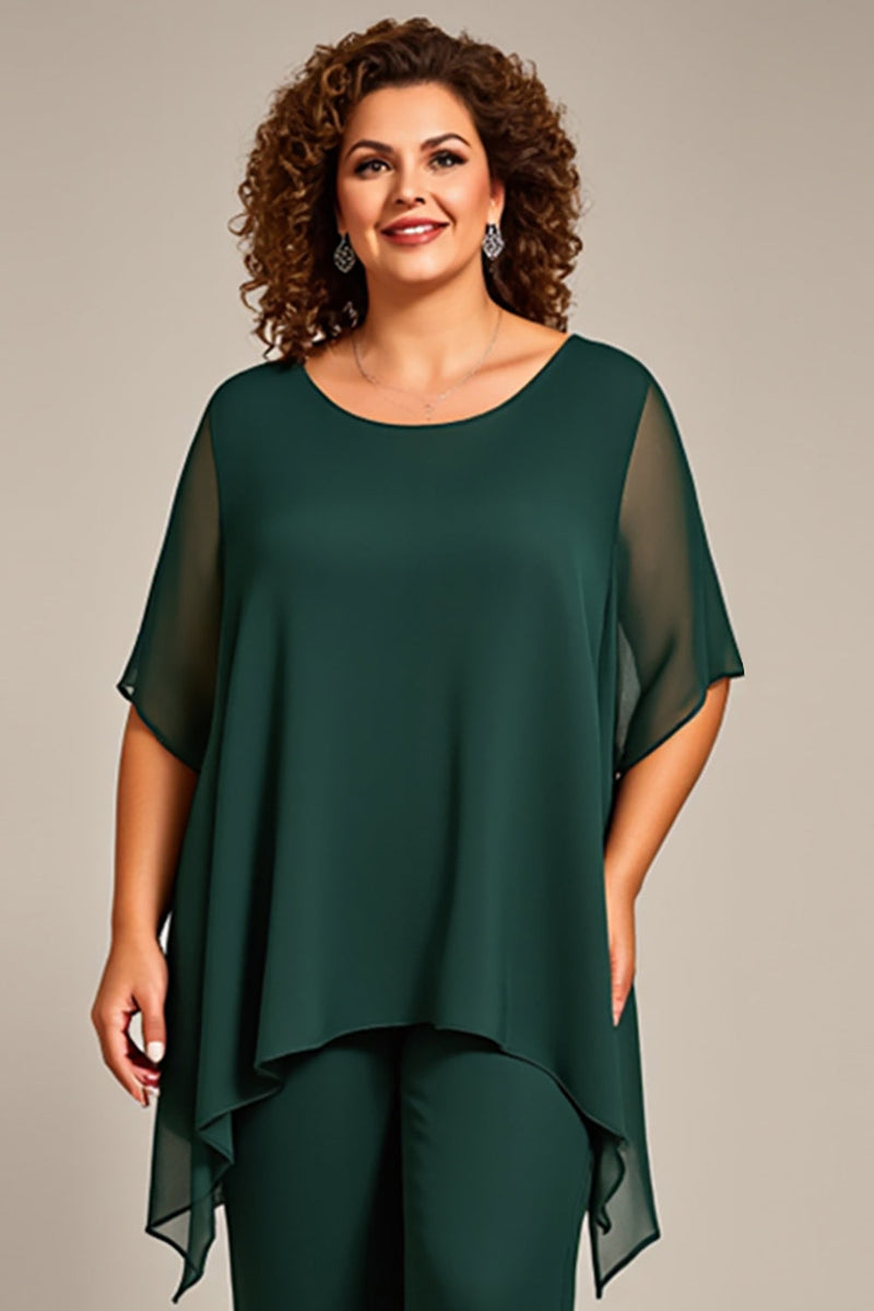 Laden Sie das Bild in den Galerie-Viewer, Kiefer 2 Stück Chiffon Plus Size Mutter der Braut Hosen Anzüge