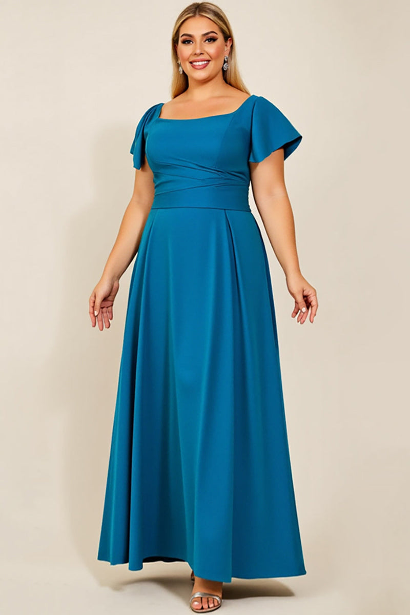 Laden Sie das Bild in den Galerie-Viewer, Pfau A Linie Satin Gerafftes Plus Size Brautmutter Kleid