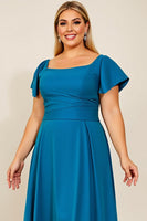 Laden Sie das Bild in den Galerie-Viewer, Pfau A Linie Satin Gerafftes Plus Size Brautmutter Kleid