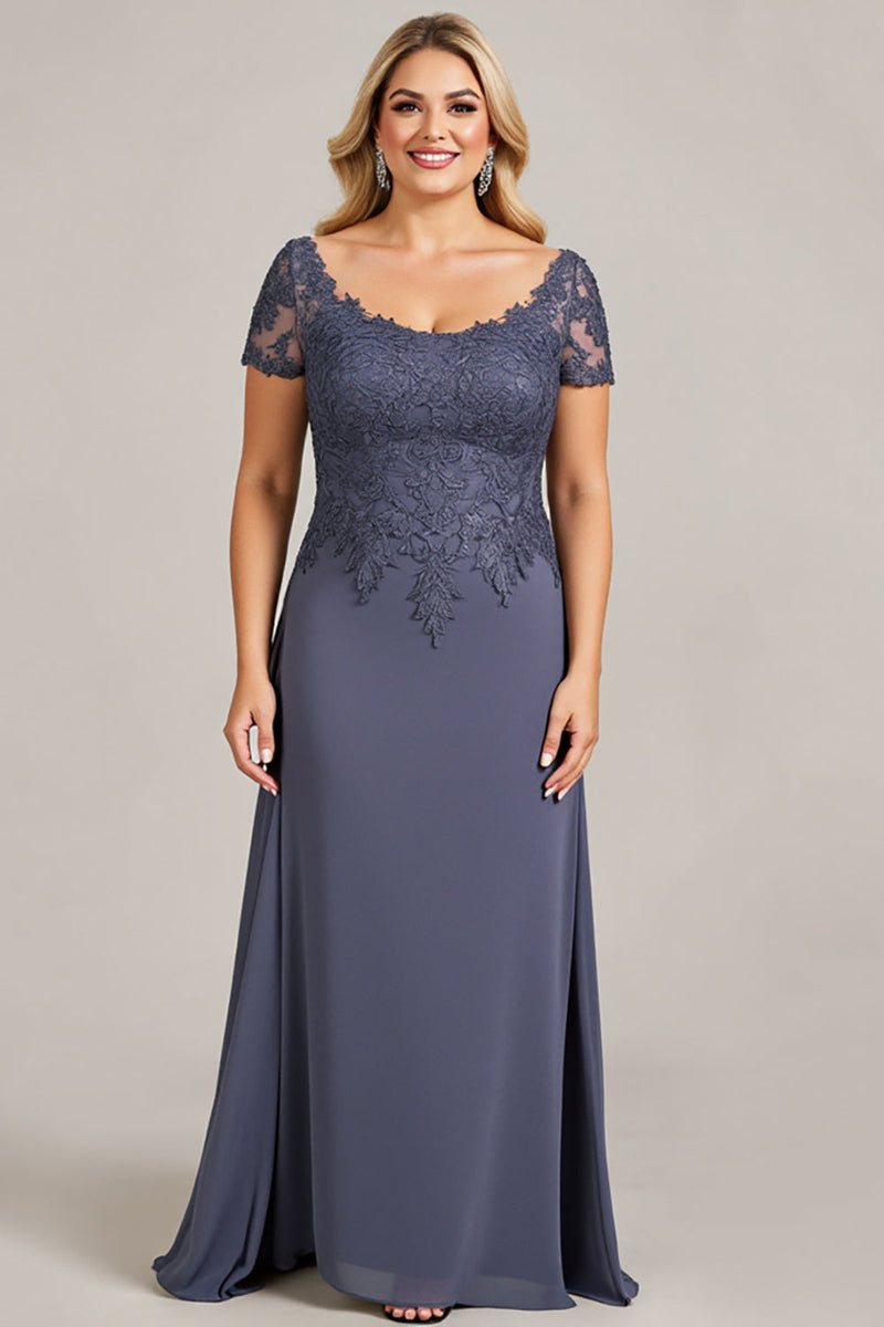 Laden Sie das Bild in den Galerie-Viewer, Dämmerung Chiffon Spitze Plus Size Kleid für die Brautmutter