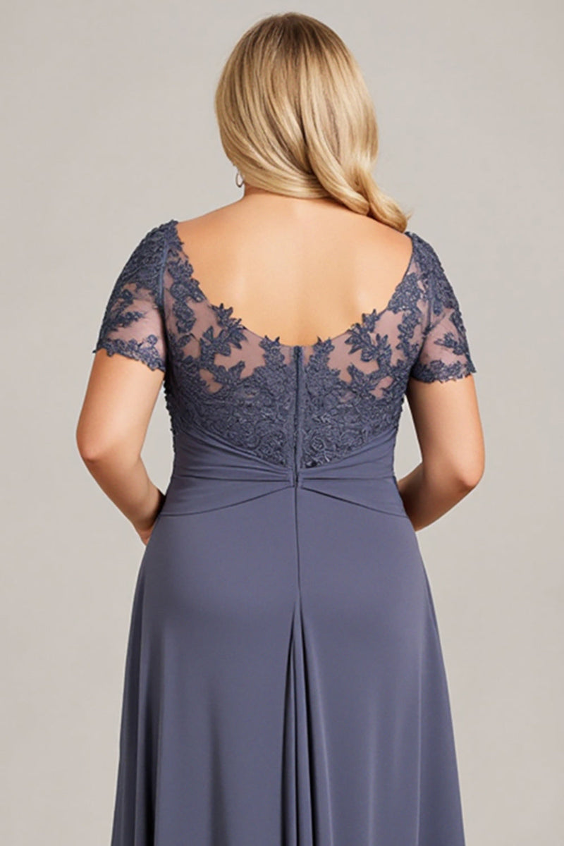 Laden Sie das Bild in den Galerie-Viewer, Dämmerung Chiffon Spitze Plus Size Kleid für die Brautmutter
