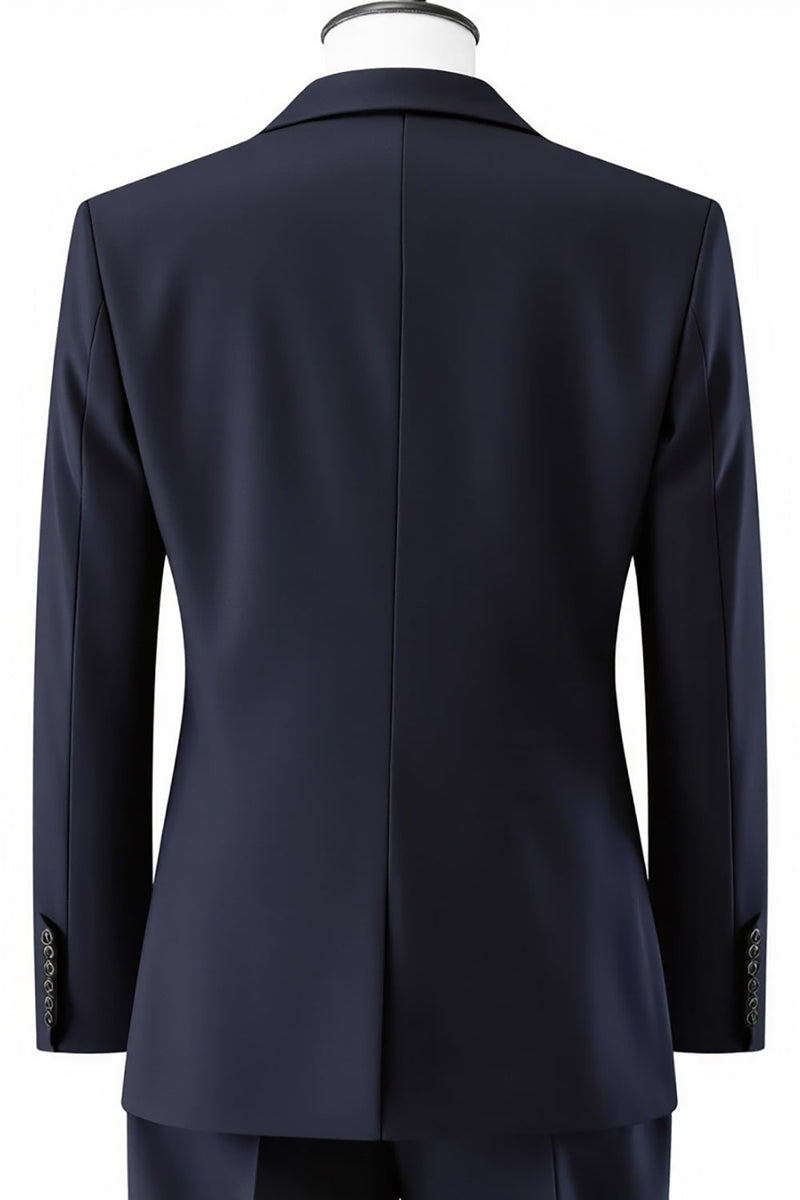 Laden Sie das Bild in den Galerie-Viewer, Dunkelviolettes Gekerbtes Revers 3 Stück Slim Fit Trauzeugen Anzüge