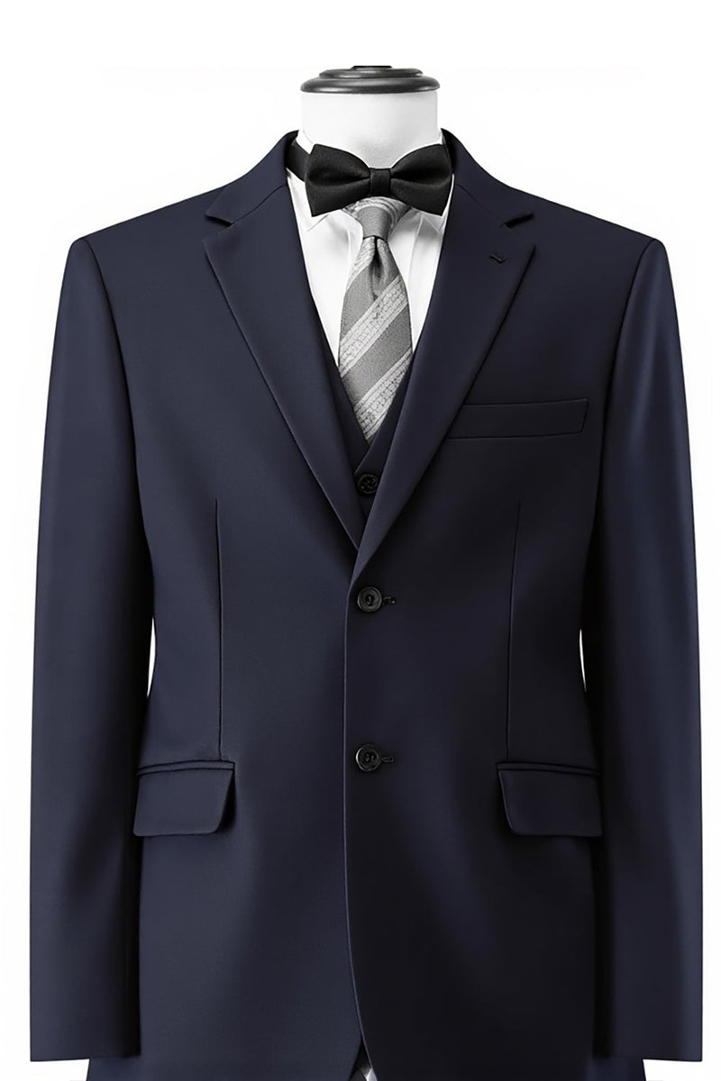 Laden Sie das Bild in den Galerie-Viewer, Dunkelviolettes Gekerbtes Revers 3 Stück Slim Fit Trauzeugen Anzüge