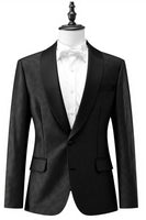 Laden Sie das Bild in den Galerie-Viewer, Herren Schwarzer Ein-Knopf-Schal Revers Jacquard Ballblazer