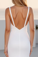 Laden Sie das Bild in den Galerie-Viewer, Spaghettiträger Elfenbein A Linie Brautkleid mit Schlitz