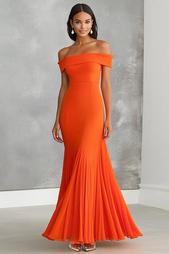 Orange Schulterfreies Meerjungfrauen Abendkleid
