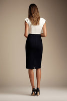 Laden Sie das Bild in den Galerie-Viewer, Schwarz Weißes Figurbetontes Partykleid mit U-Boot-Ausschnitt