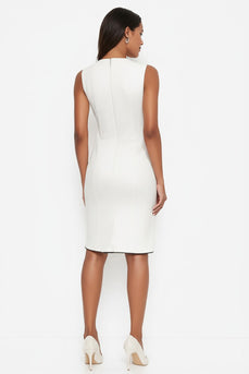 Weißes A-Linie Ärmelloses Standesamtkleid aus Satin