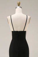 Laden Sie das Bild in den Galerie-Viewer, Schwarzes Meerjungfrauen-Satin-Langes Festkleid mit Spitze