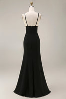 Laden Sie das Bild in den Galerie-Viewer, Schwarzes Meerjungfrauen-Satin-Langes Festkleid mit Spitze