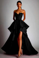 Laden Sie das Bild in den Galerie-Viewer, Herzausschnitt Fuchsia A Linie Rüschen High Low Ballkleid