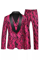 Laden Sie das Bild in den Galerie-Viewer, Jacquard Schwarz 3 Stück Schal Revers Herrenanzüge