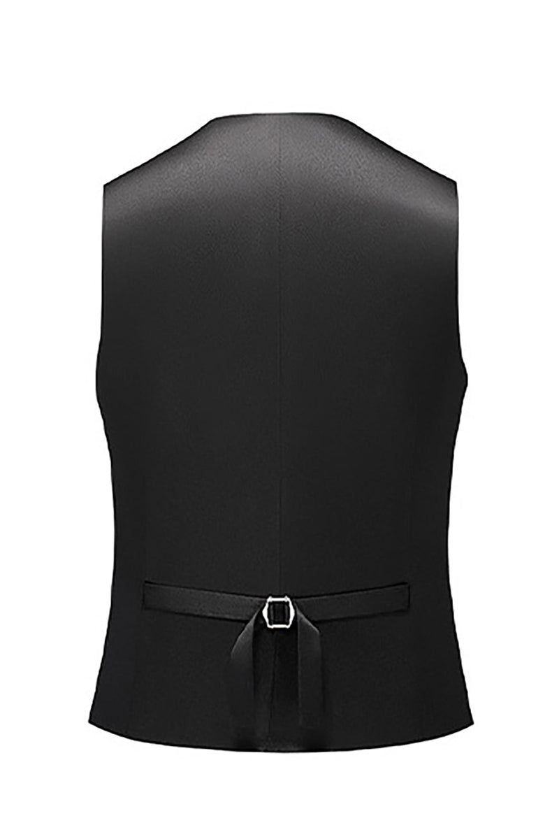 Laden Sie das Bild in den Galerie-Viewer, Jacquard Schwarz 3 Stück Schal Revers Herrenanzüge