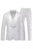 Laden Sie das Bild in den Galerie-Viewer, Jacquard Schwarz 3 Stück Schal Revers Herrenanzüge