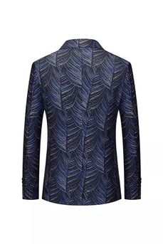 Dunkelblauer Jacquard-Blazer für Herren mit gekerbtem Revers