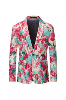 Laden Sie das Bild in den Galerie-Viewer, Blumenfarbener farbenfroher Herrenblazer mit gekerbtem Revers