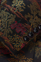 Laden Sie das Bild in den Galerie-Viewer, Brauner Taillierter Herrenblazer mit geblümtem gekerbtem Revers