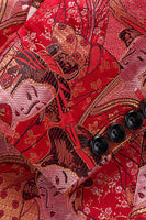 Laden Sie das Bild in den Galerie-Viewer, Roter geblümter Herrenblazer mit einem Knopf und angepasstem gekerbtem Revers