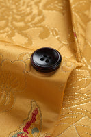 Laden Sie das Bild in den Galerie-Viewer, Gelber Herrenblazer mit gekerbtem Revers und Blumen und einem Knopf