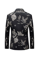 Laden Sie das Bild in den Galerie-Viewer, Schwarzer floraler Herrenblazer mit spitzem Revers