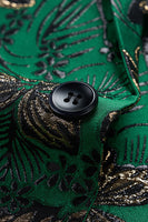 Laden Sie das Bild in den Galerie-Viewer, Grüner Herrenblazer mit geblümtem, gekerbtem Revers und einem Knopf