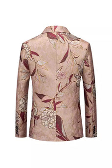 Roségold Einreihiger Herren-Ballblazer mit gekerbtem Revers und Print
