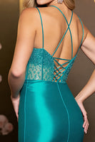 Laden Sie das Bild in den Galerie-Viewer, Königsblaues Bodycon Kurzes Abiballkleid aus Satin mit Schlüsselloch