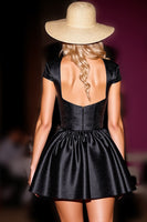 Laden Sie das Bild in den Galerie-Viewer, Schwarzes Korsett A Linie Kurzes Cocktailkleid