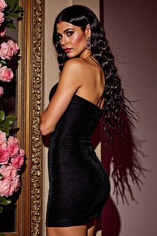 Bodycon Trägerloses Schwarzes Kurzes Cocktailkleid