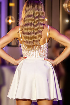 Korsett Weißes Appliziertes Abiballkleid