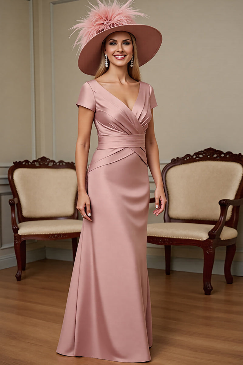 Laden Sie das Bild in den Galerie-Viewer, Dusty Rose Satin Etui Kleid für die Brautmutter