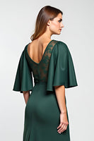 Laden Sie das Bild in den Galerie-Viewer, Kiefer Knielanges Kleid der Brautmutter aus Spitze mit halben Ärmeln