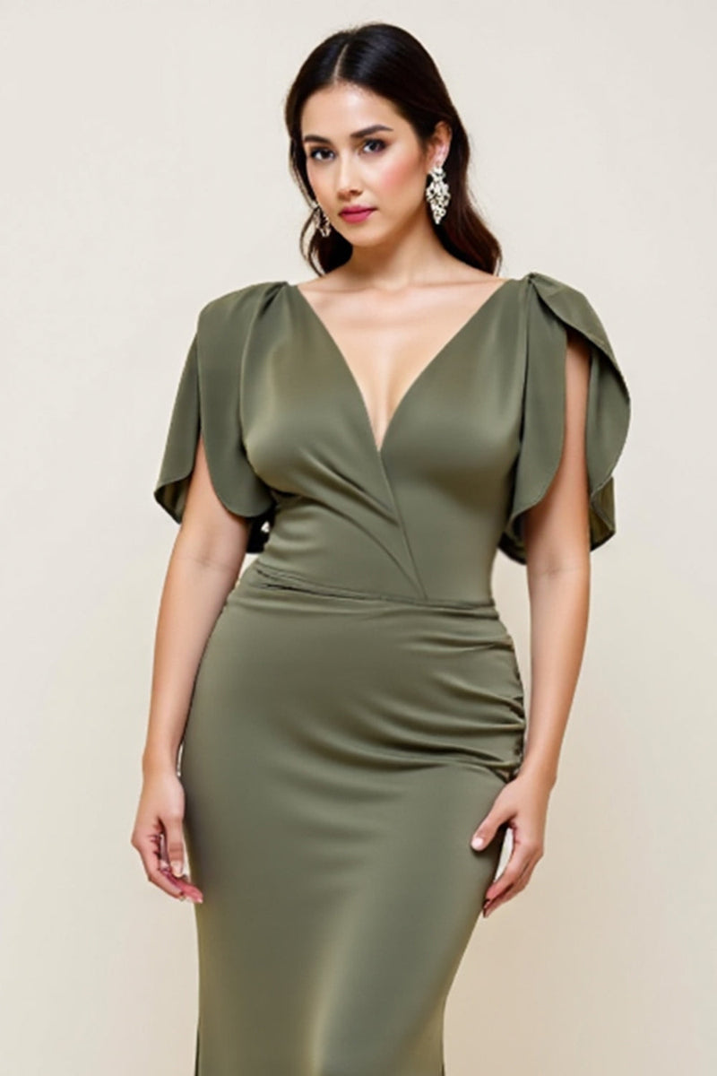 Laden Sie das Bild in den Galerie-Viewer, Olive Etui Langes Plus Size Kleid für die Mutter der Braut