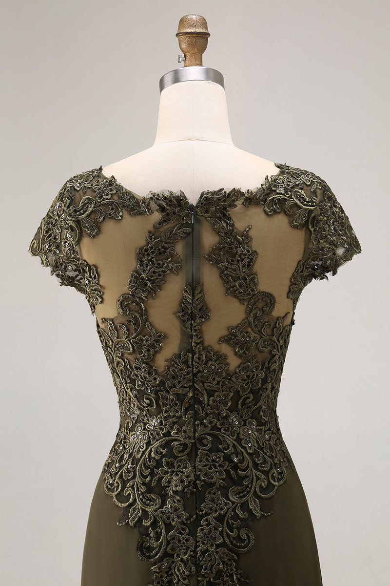 Laden Sie das Bild in den Galerie-Viewer, Olive A-Linie Hoch Nierig Satin Mutter der Braut Kleid