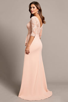Meerjungfrau Blush Applikation Mutter der Braut Kleid mit Schlitz