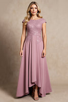 Laden Sie das Bild in den Galerie-Viewer, Vintage Malve A-Linie Chiffon Kleid für die Mutter der Braut mit Applikation