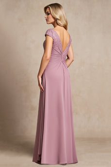 Vintage Malve A-Linie Chiffon Kleid für die Mutter der Braut mit Applikation