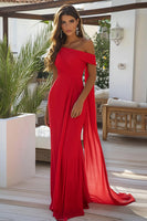 Laden Sie das Bild in den Galerie-Viewer, Schwarzes langes formelles Kleid aus Chiffon mit einer Schulter