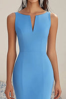 Laden Sie das Bild in den Galerie-Viewer, Meerjungfrauenblaues Asymmetrisches Abendkleid mit Rüschen