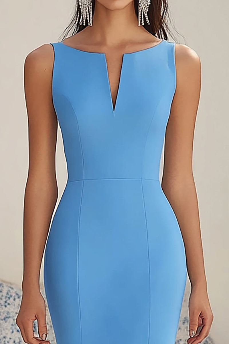 Laden Sie das Bild in den Galerie-Viewer, Meerjungfrauenblaues Asymmetrisches Abendkleid mit Rüschen