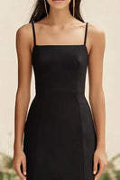 Laden Sie das Bild in den Galerie-Viewer, Chiffon Etui Schwarzes Midi Abendkleid