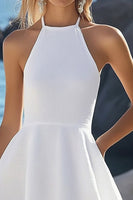 Laden Sie das Bild in den Galerie-Viewer, A Linie Neckholder Chiffon Einfaches Standesamtkleid