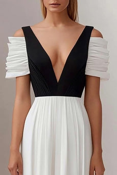 Kalte Schulter Weißes Langes Ballkleid in A-Linie