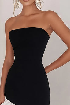 Trägerloses Meerjungfrauen Kleines Schwarzes Kleid mit Rüschen