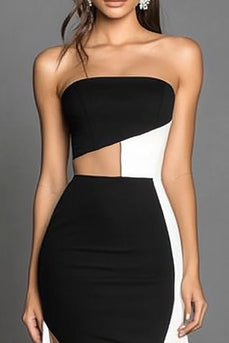 Schwarzes Trägerloses Meerjungfrauen Ballkleid mit Schlitz