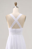 Laden Sie das Bild in den Galerie-Viewer, Weißes Langes Chiffon Standesamtkleid