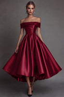 Laden Sie das Bild in den Galerie-Viewer, Einfaches Schwarzes Satin Partykleid in A-Linie