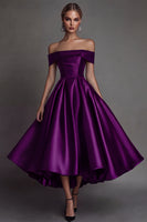 Laden Sie das Bild in den Galerie-Viewer, Einfaches Schwarzes Satin Partykleid in A-Linie